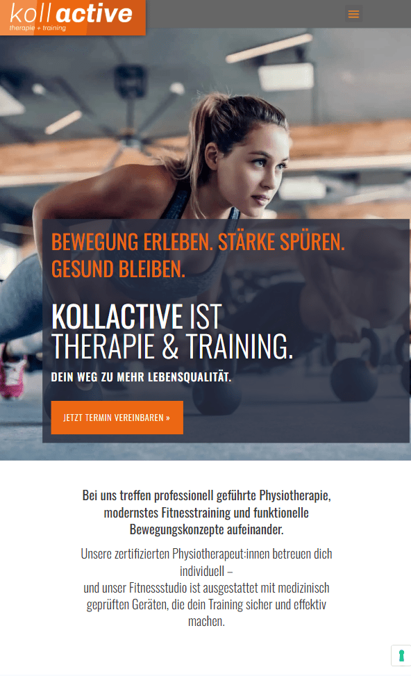KollActive Website mit klarer Struktur für Leistungen